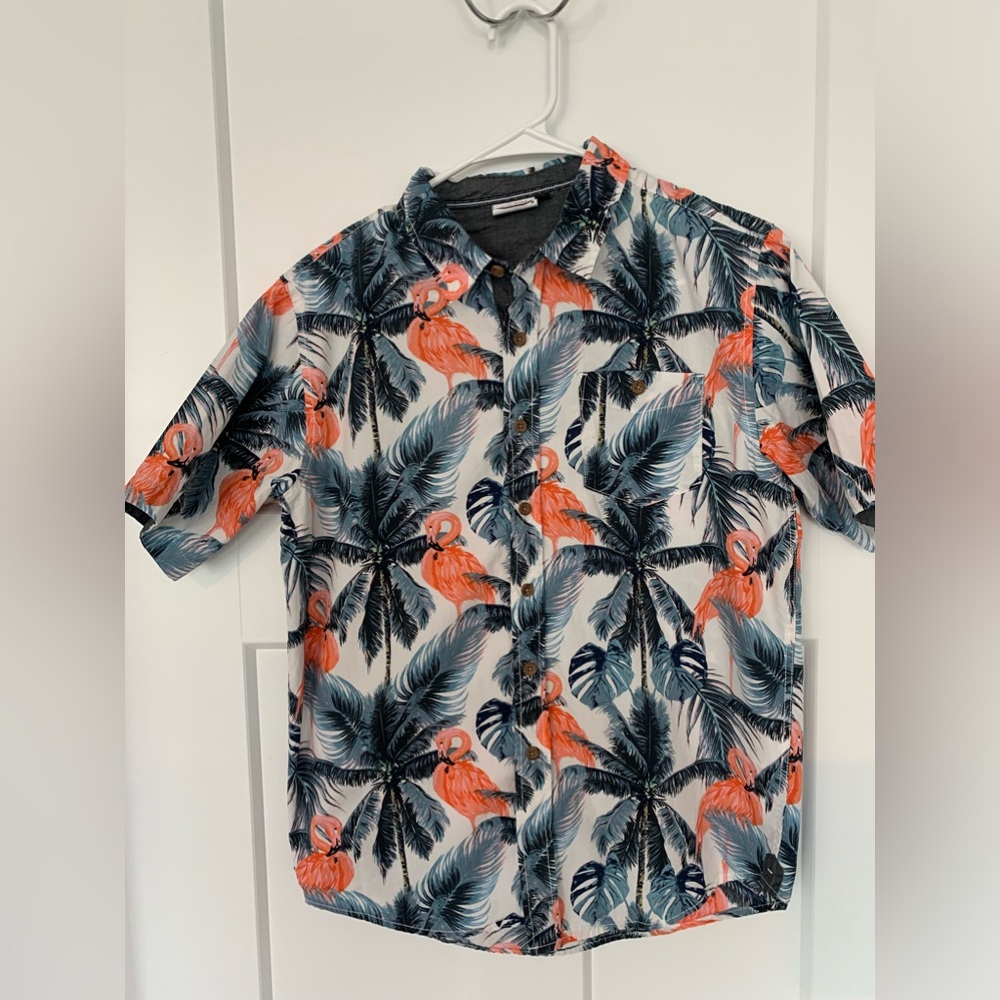 Ron Jon Surf Shop- Tropical Flamingo Button Up- S